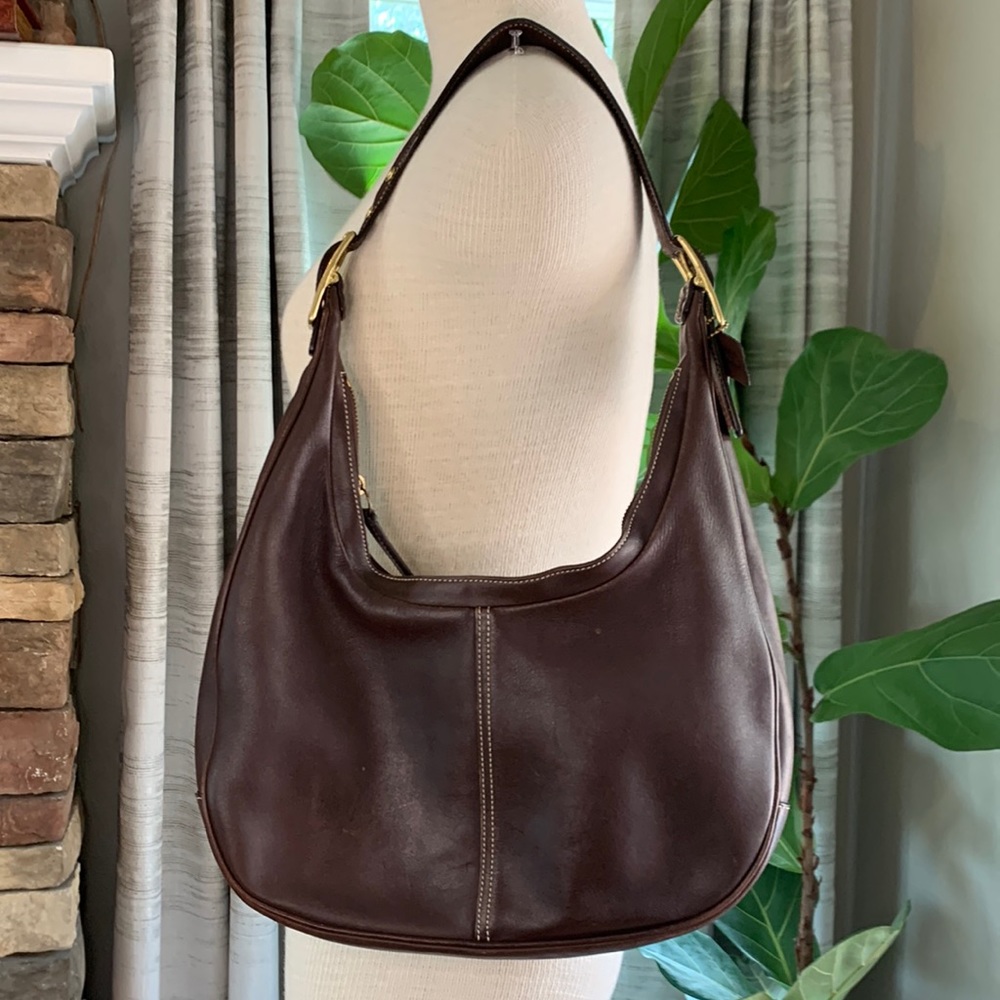 Coach brown leather shoulder strap purse